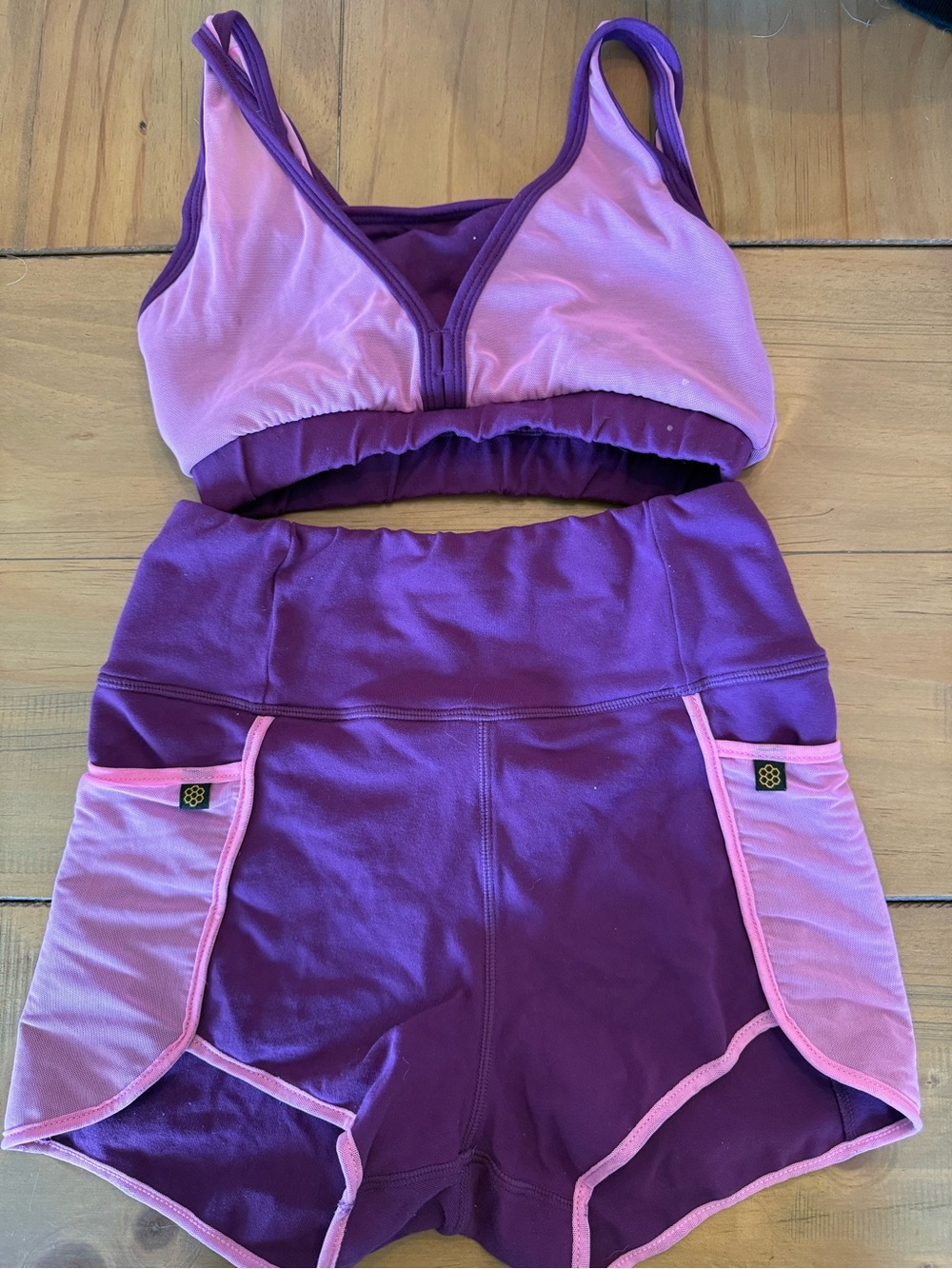 Honeycut XS Purple Active Shorts with Light Pink Accents